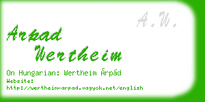 arpad wertheim business card